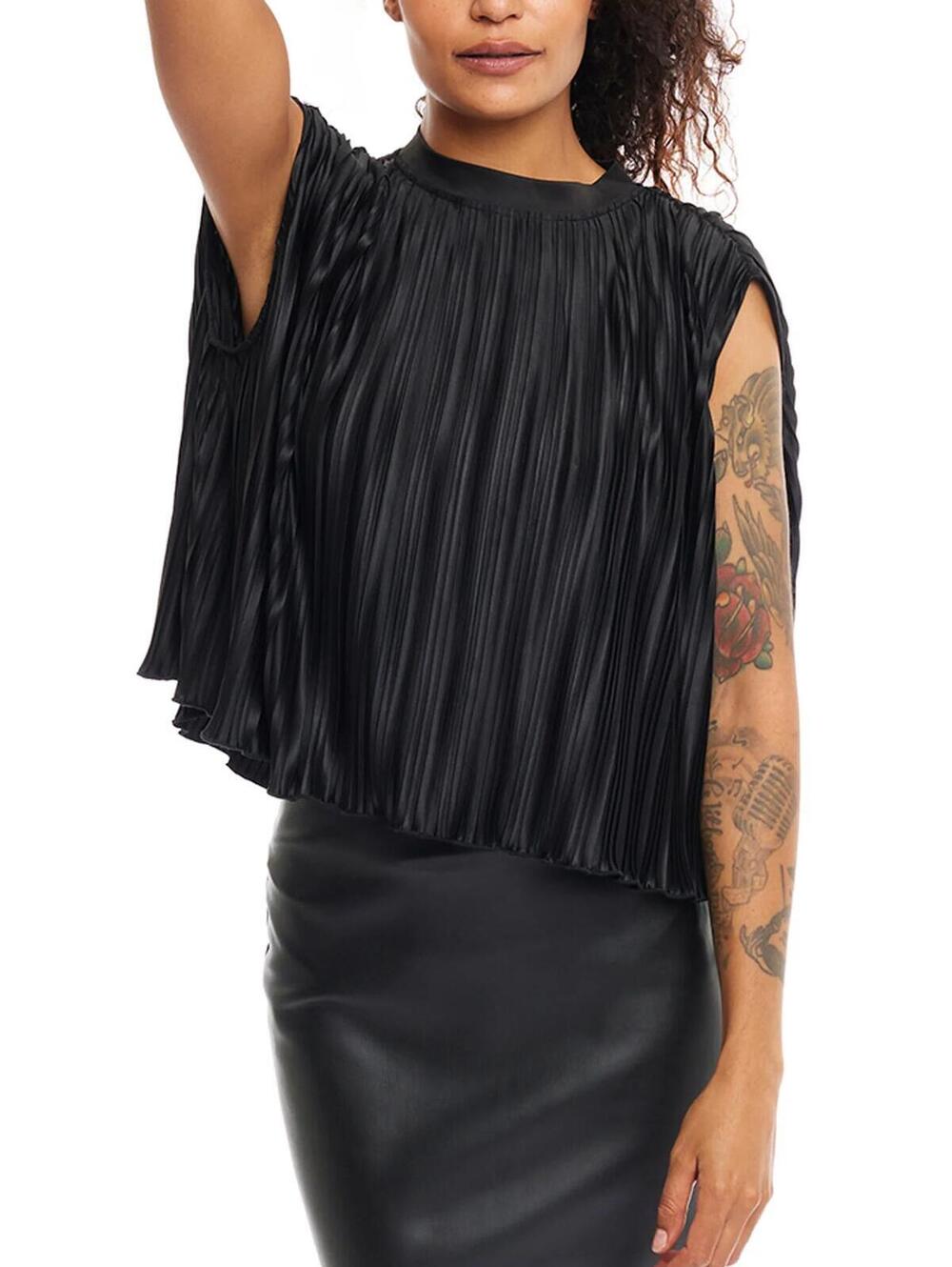 LBLC The Label Black Pleated Sleeveless Top Size L